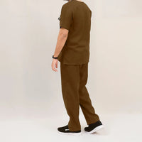 AI-Premium Scrub Suit (Spun Fabric)-Brown-2