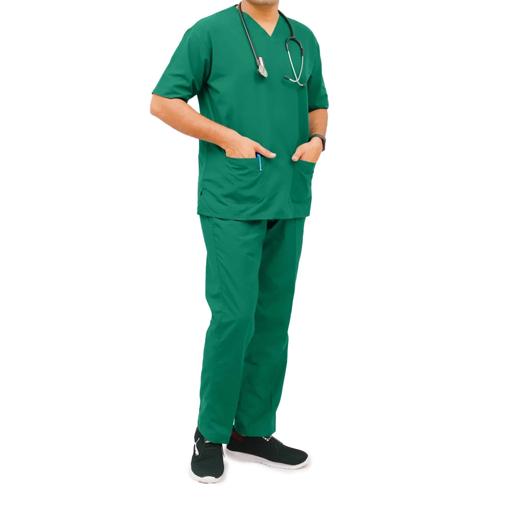 AI-Premium Scrub Suit (Spun Fabric)-Green