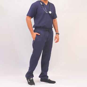 AI-Premium Scrub Suit (Spun Fabric)-Navy Blue-2