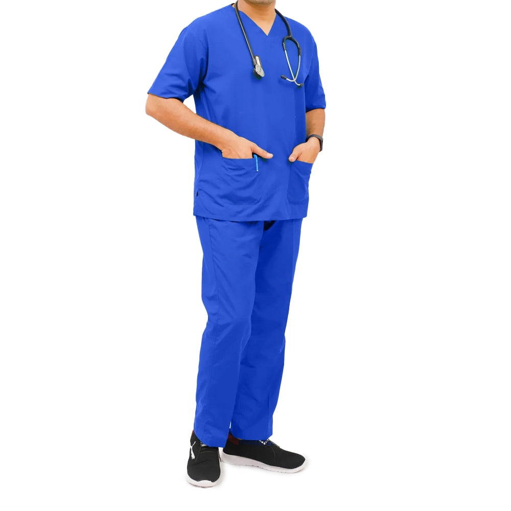 AI-Premium Scrub Suit (Spun Fabric)-Royal Blue