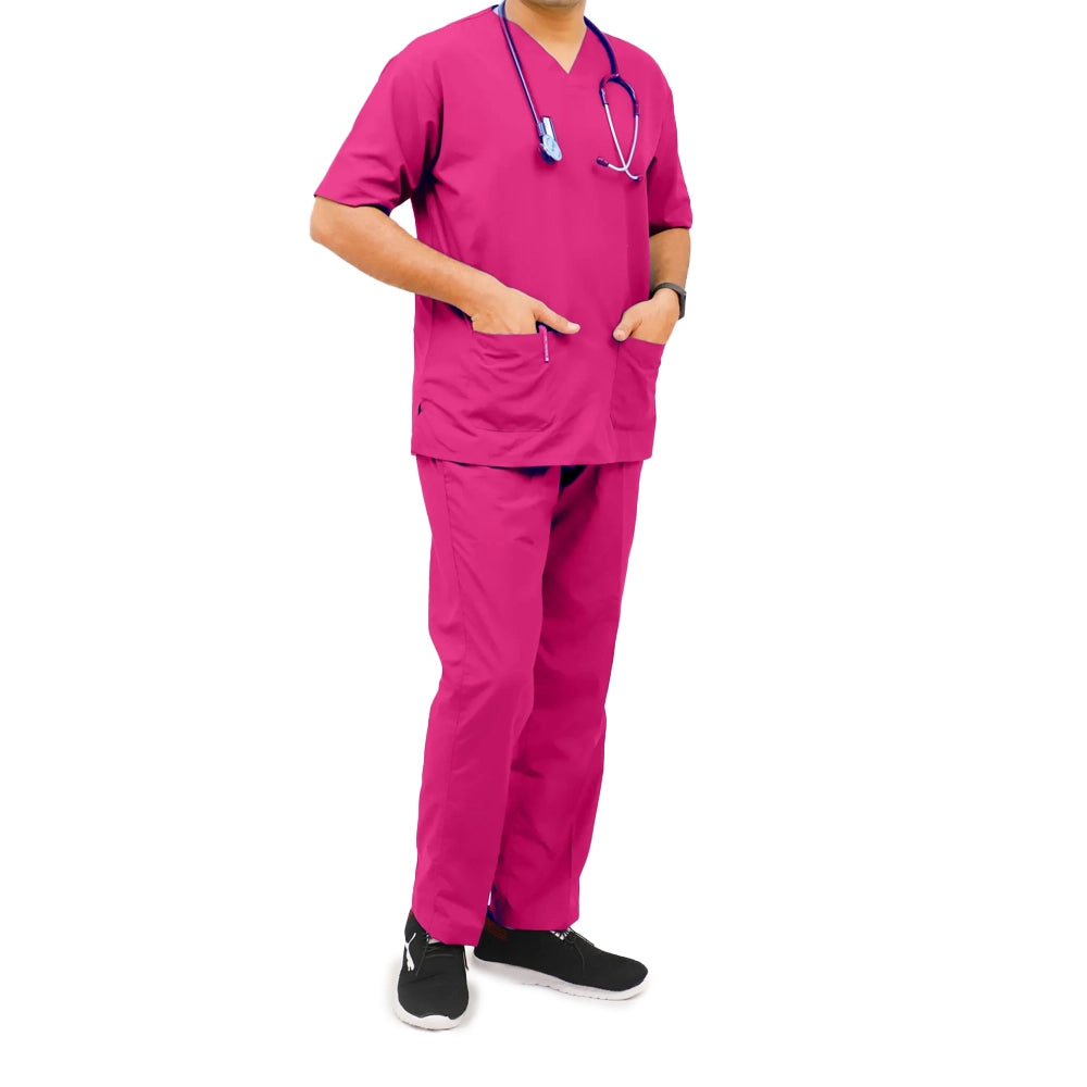 AI-Superior Scrub Suit (Poly-Cotton Fabric)-Pink