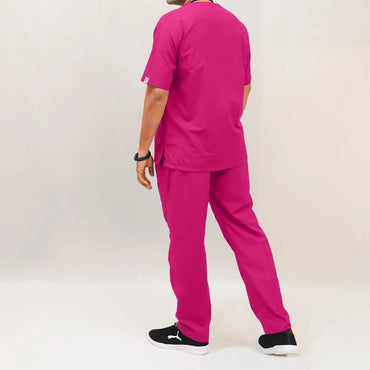 AI-Superior Scrub Suit (Poly-Cotton Fabric)-Pink-2