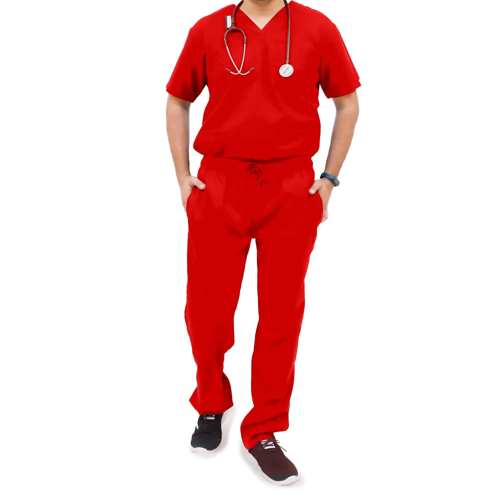 AI-Superior Scrub Suit (Poly-Cotton Fabric)-Red