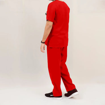 AI-Superior Scrub Suit (Poly-Cotton Fabric)-Red-2