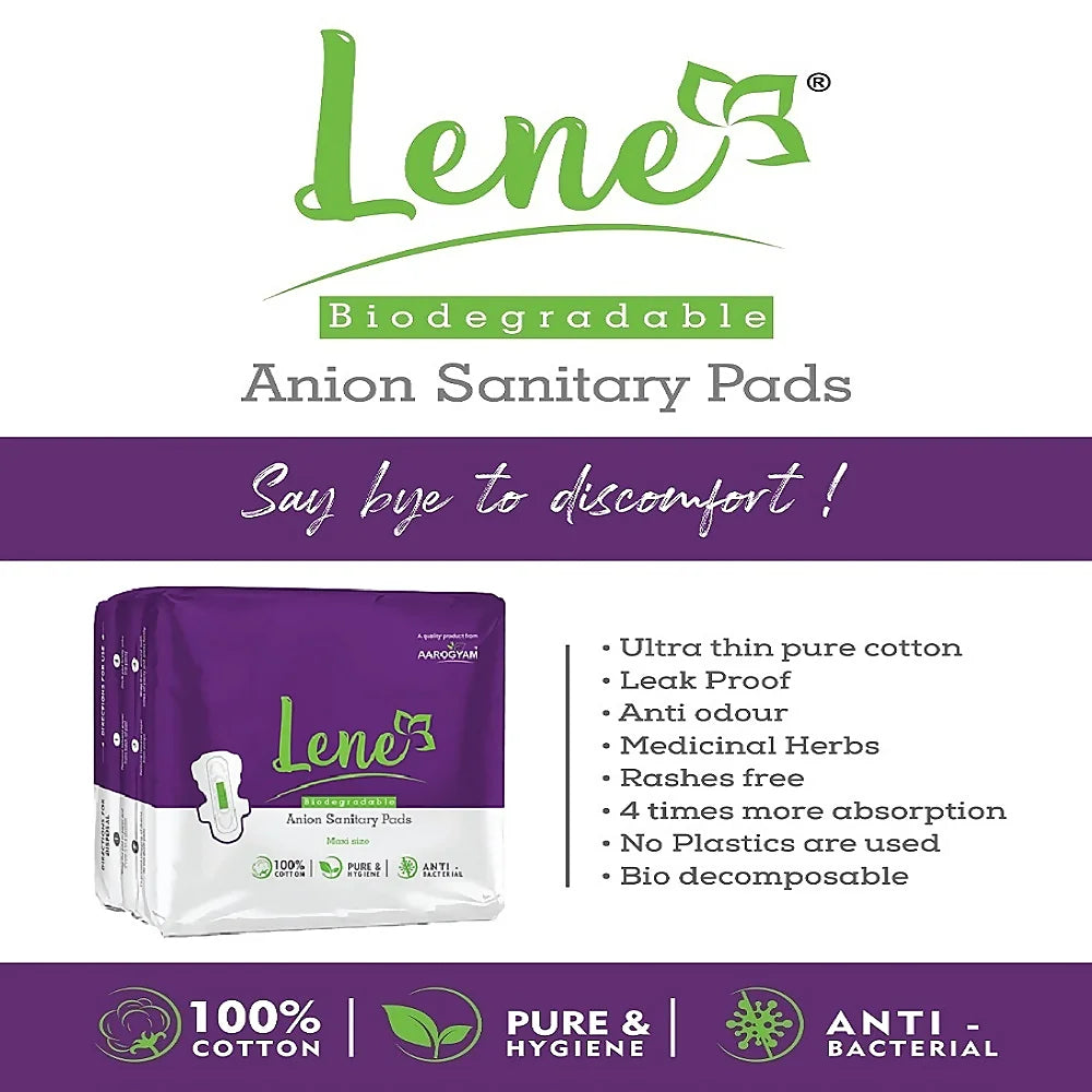 Aarogyam Organics Lene Biodegradable Anion Strip Sanitary Pads