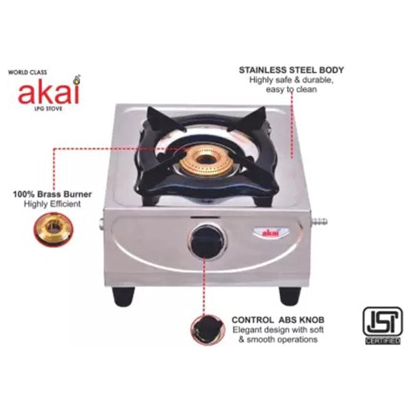 Akai Single Burner Stainless Steel Gas Stove-3