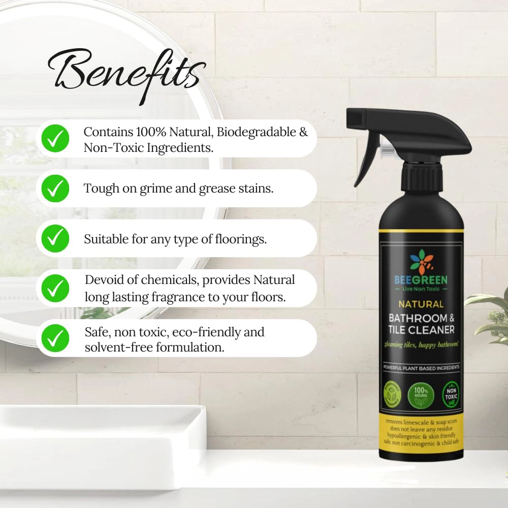 BeeGreen Natural Eco-Friendly &amp; Biodegradable, Bathroom &amp; Tile Cleaner- 500ml (Pack of 6)