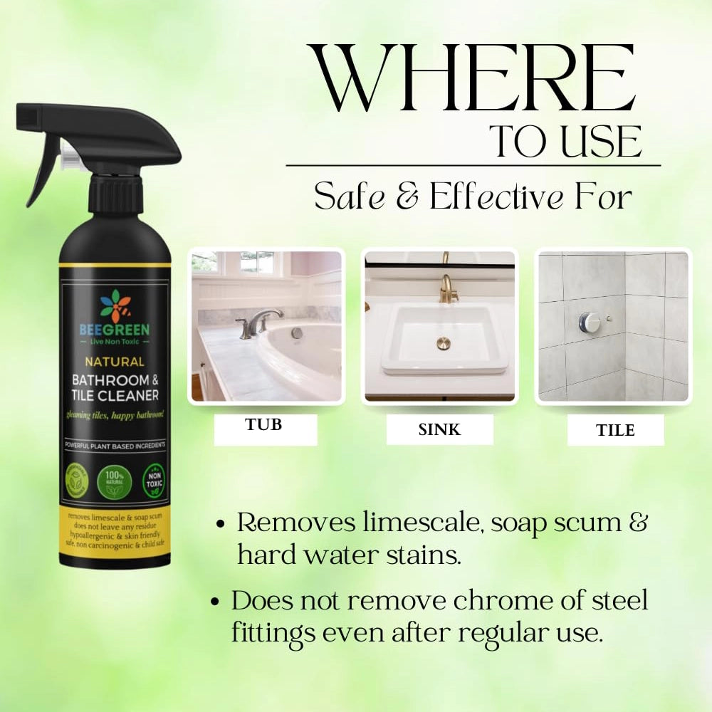 BeeGreen Natural Eco-Friendly &amp; Biodegradable, Bathroom &amp; Tile Cleaner- 500ml (Pack of 6)