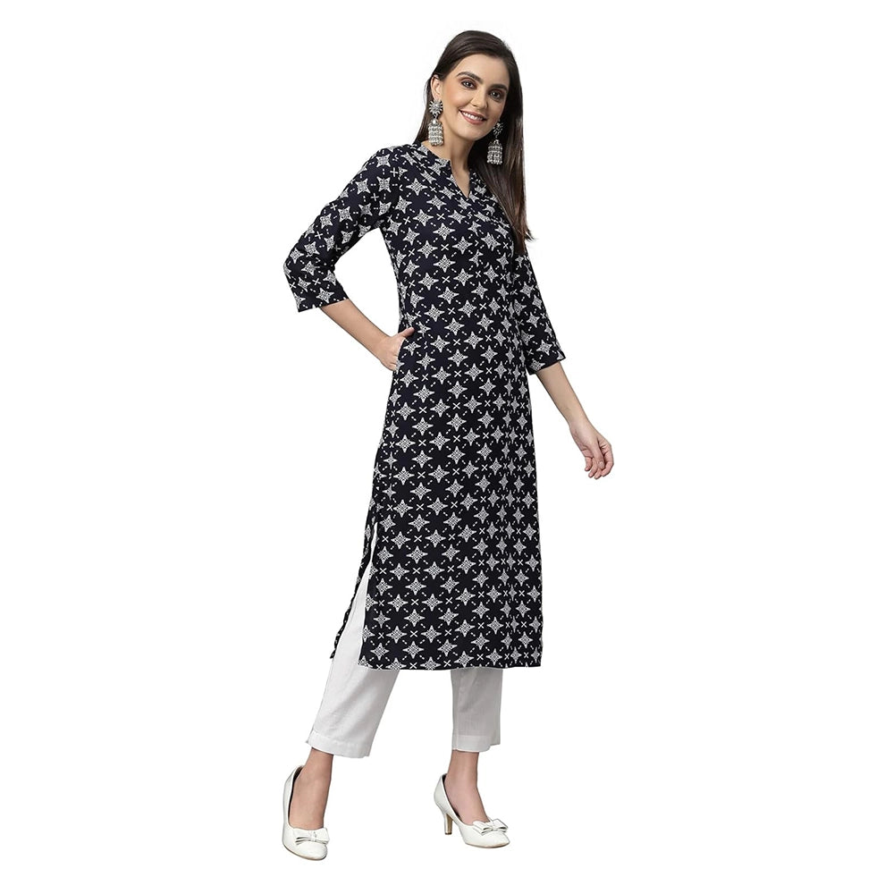 Blue Geometric Print Kurta-3