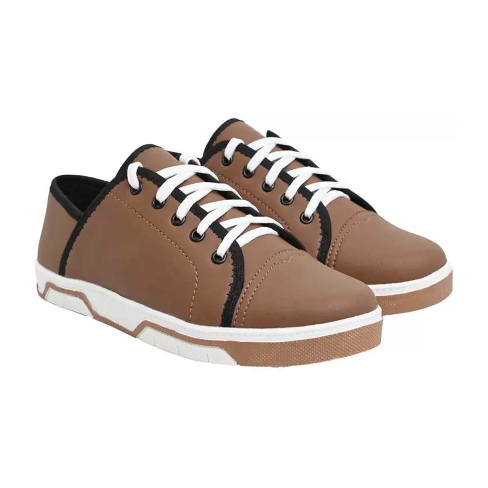 Boys Stylish Comfortable shoes (Brown, White)-1