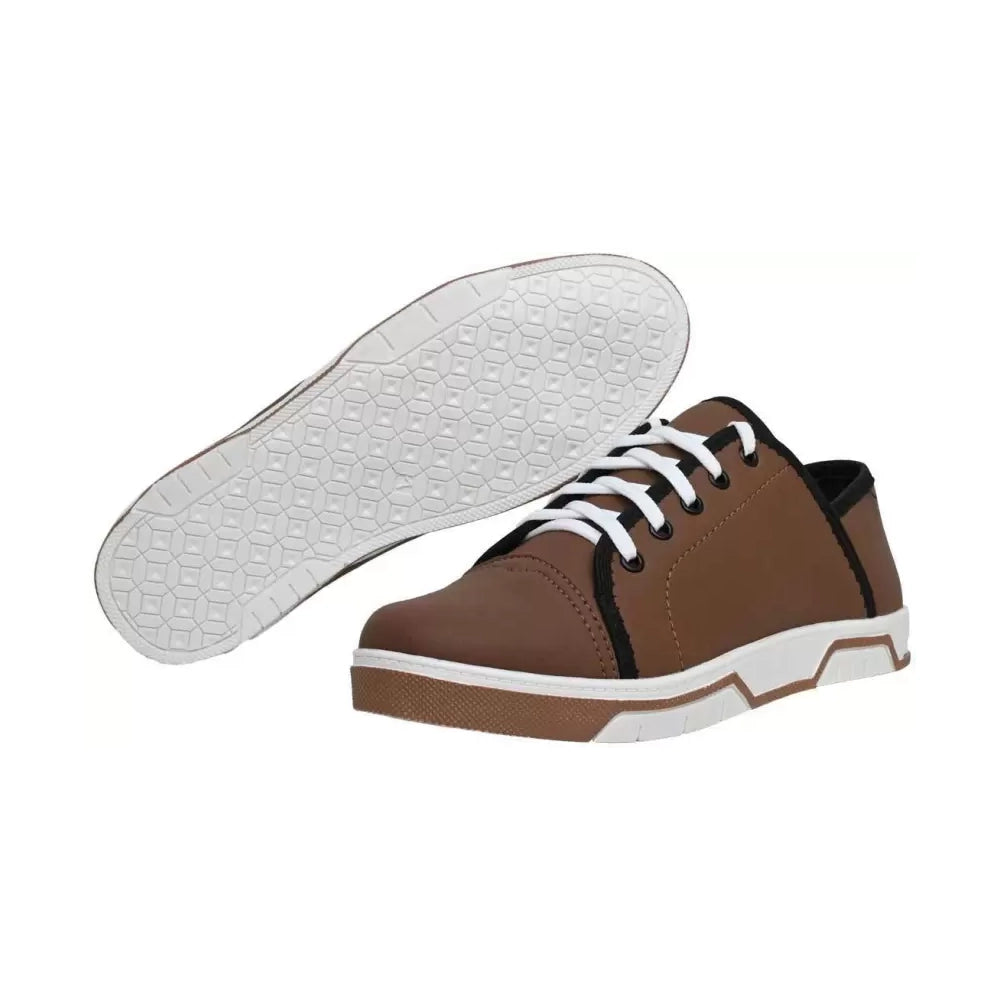 Boys Stylish Comfortable shoes (Brown, White)-3