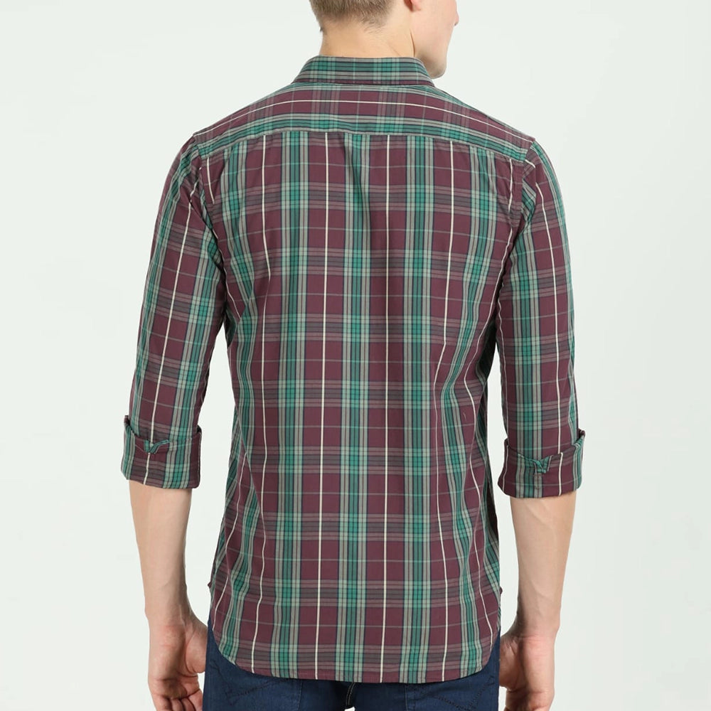 Casual Shirt (Marron-Green)-4