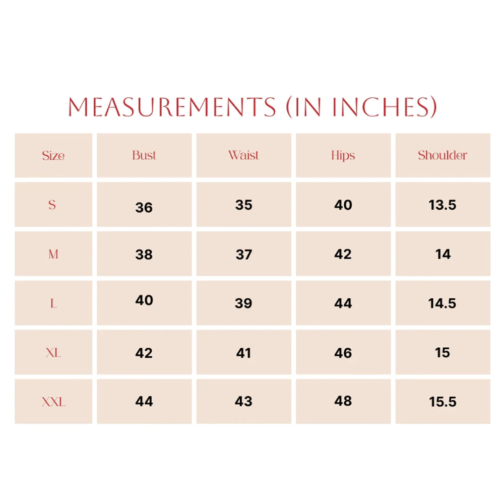 Size Chart For Dress