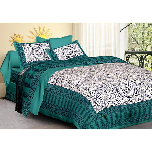 Cotton Double BEDSHEET with 2 Pillow Cover-2