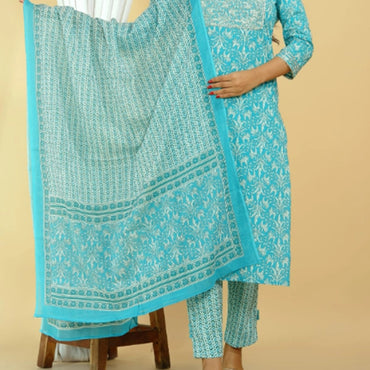 Cotton Kurti Pant Dupatta Set-1