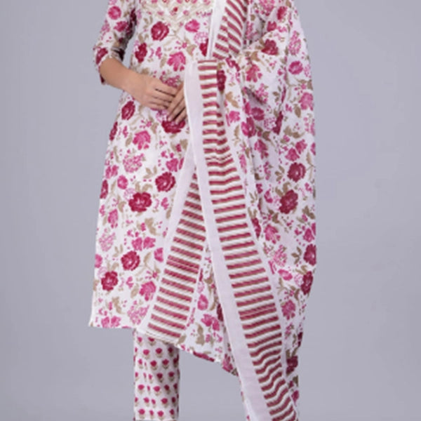 Cotton Kurti Pant Dupatta set-3