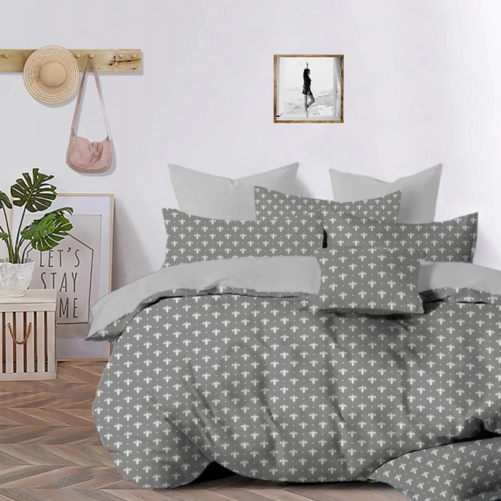 Cotton Queen Size Fitted Bedsheet-Grey