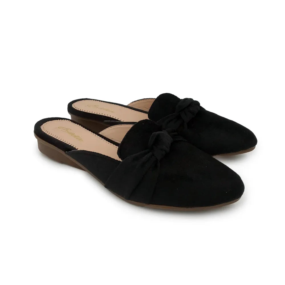 DH-472 Leather Flat Mules Black-1