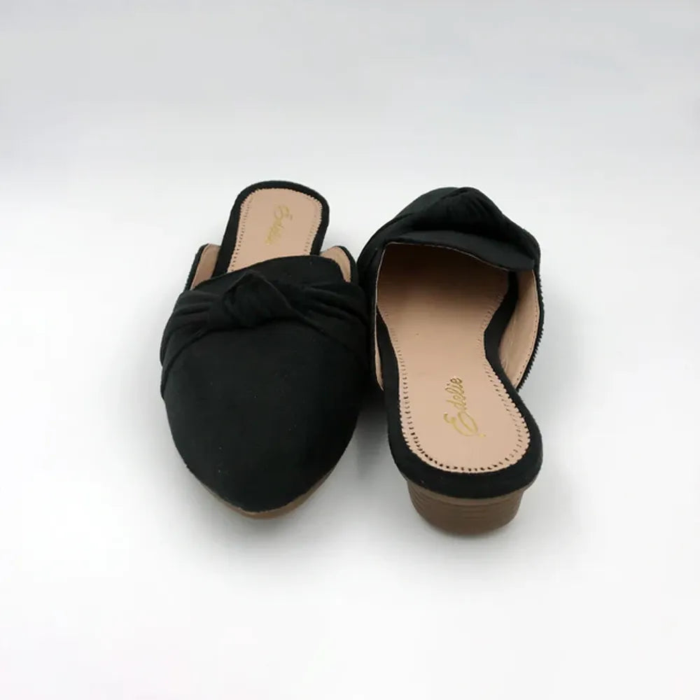 DH-472 Leather Flat Mules Black-2