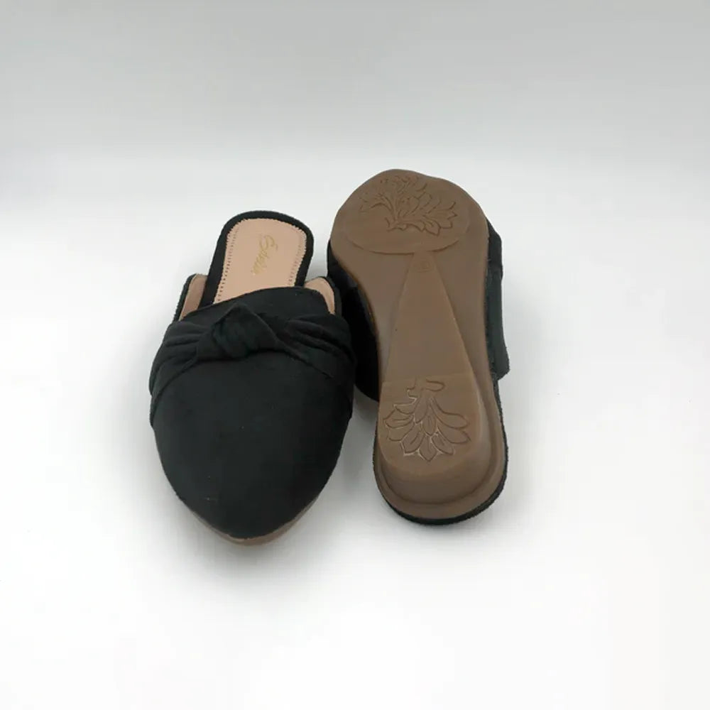 DH-472 Leather Flat Mules Black-3