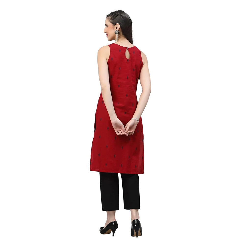 Dobby Woven Design Sleeveless Kurta-2