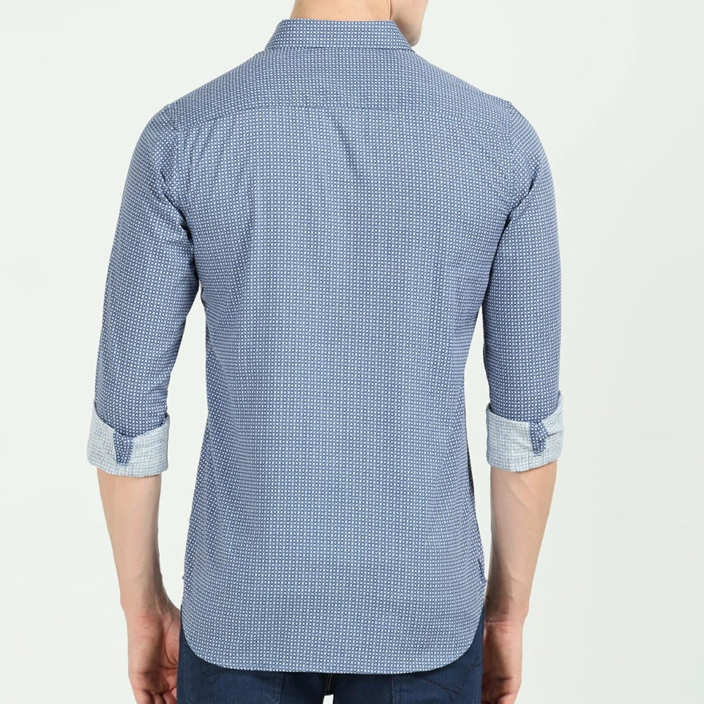 Fit Blue Checkered Casual Shirt-3