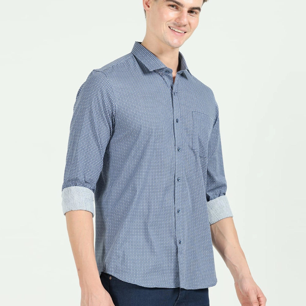 Fit Blue Checkered Casual Shirt-4