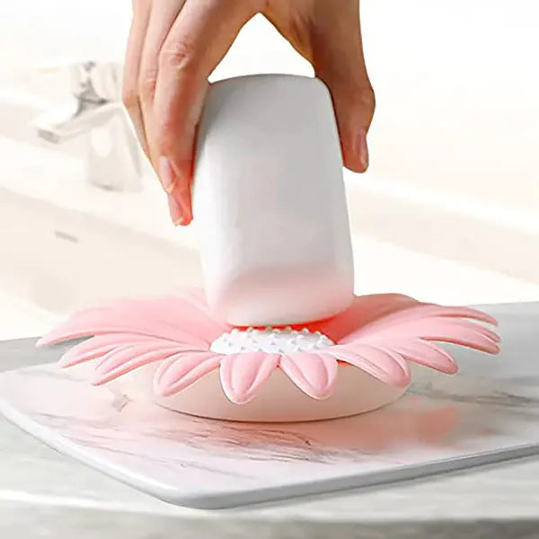 GC-Flower Shape Portable Soap Dish Holder Soap Case-1 (2)