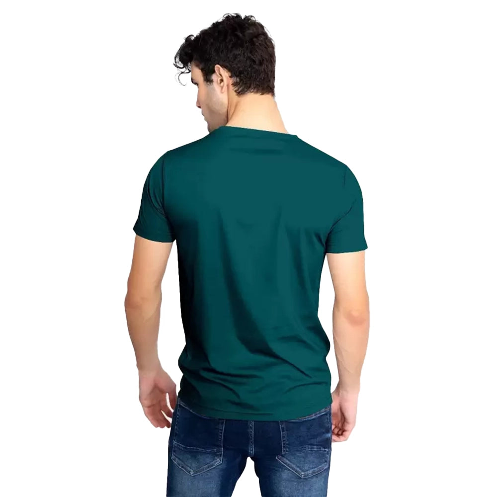 JF Men Printed Round Neck Pure Cotton Dark Green T-Shirt-2