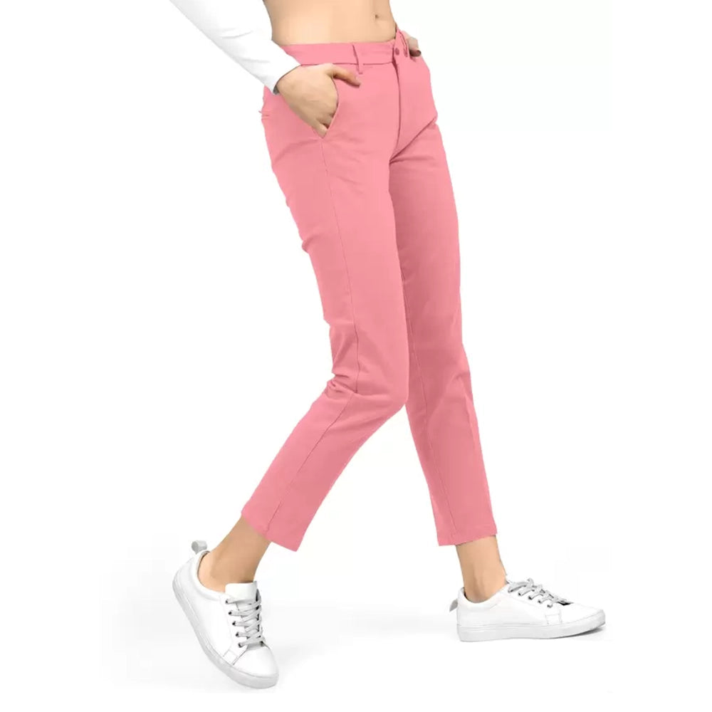 JF Women Slim Fit Pink Trousers-2