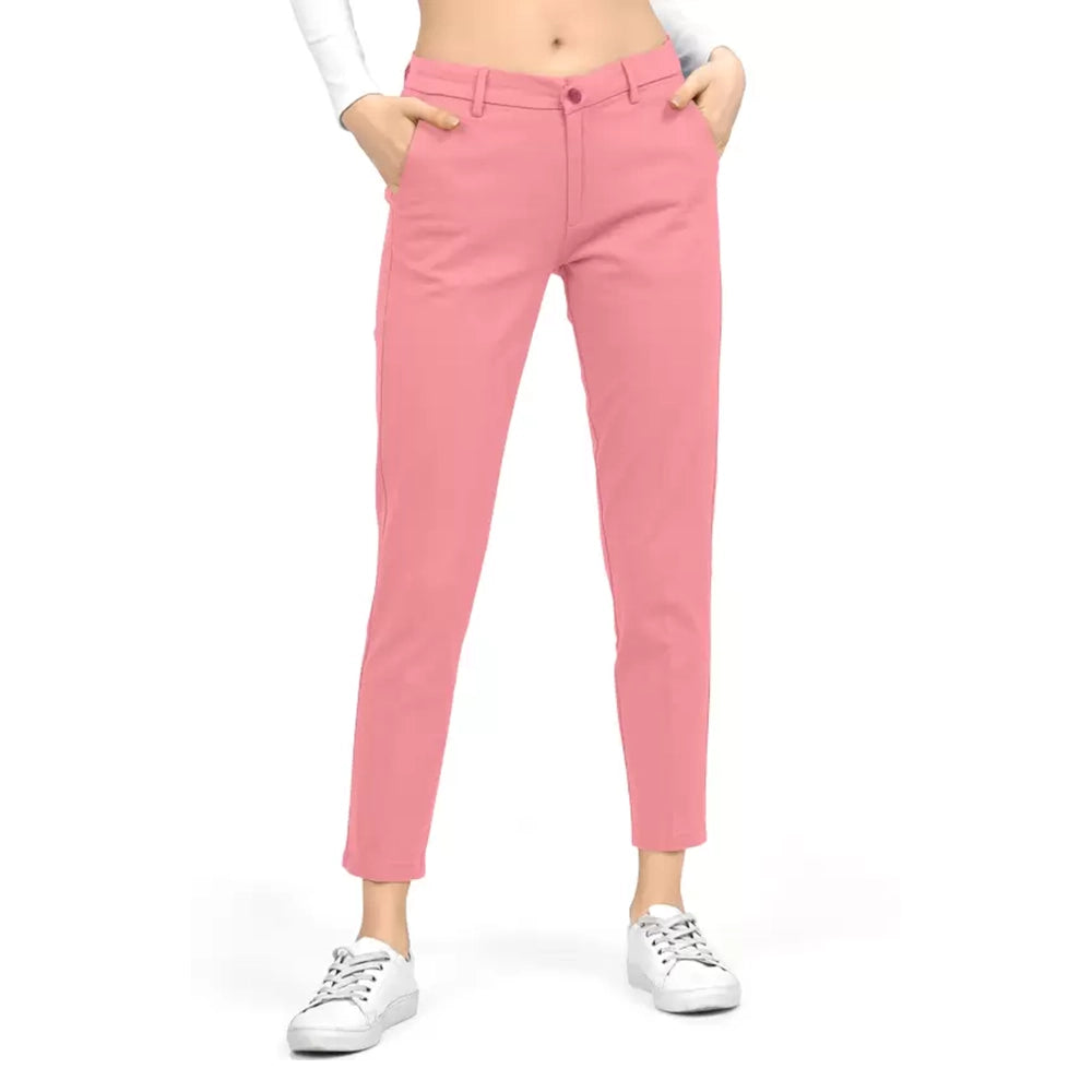 JF Women Slim Fit Pink Trousers