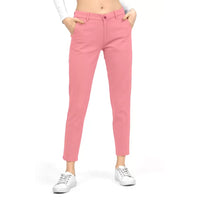 JF Women Slim Fit Pink Trousers