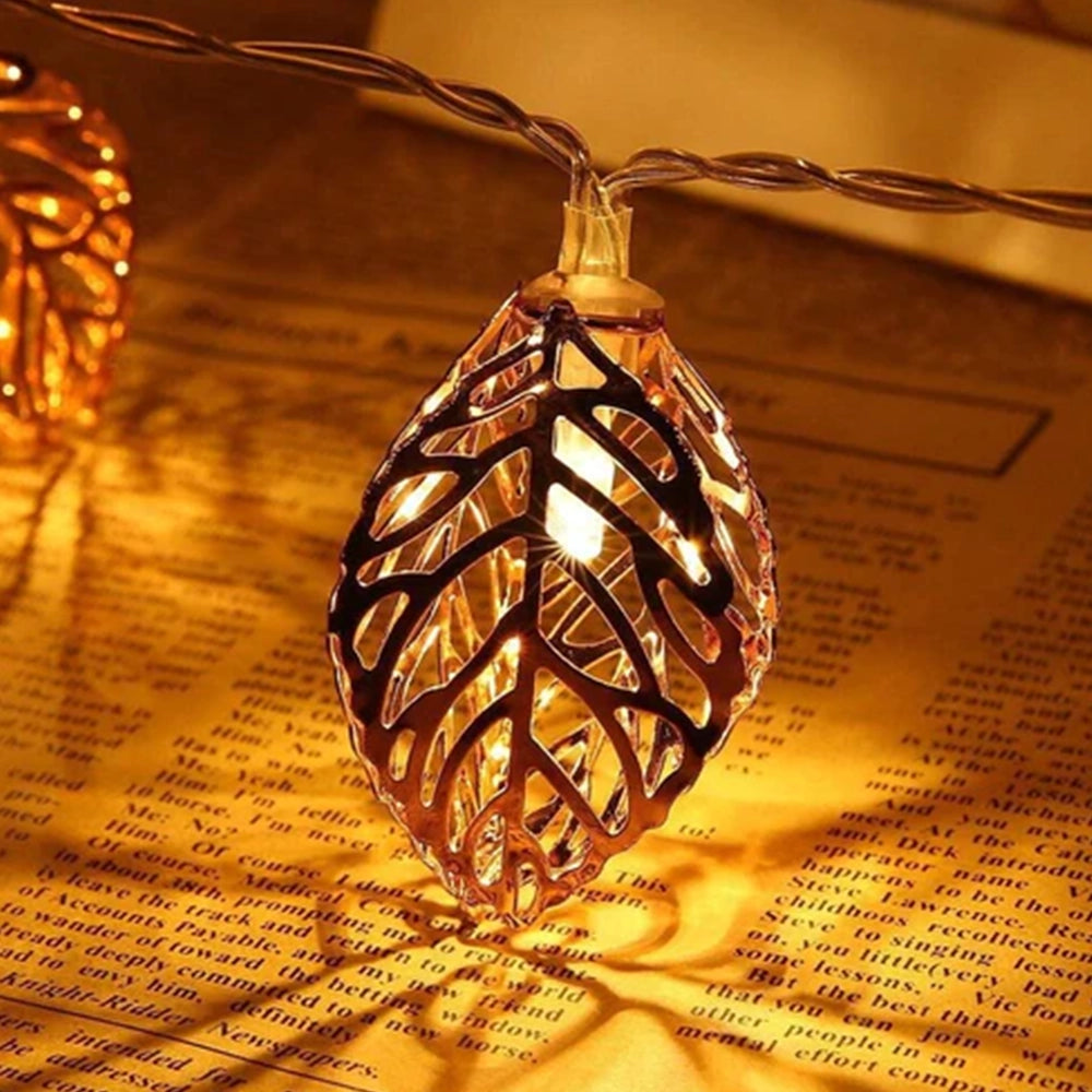 Jangra Sphere 10 Lamps Golden Metal Leaf String LED-4