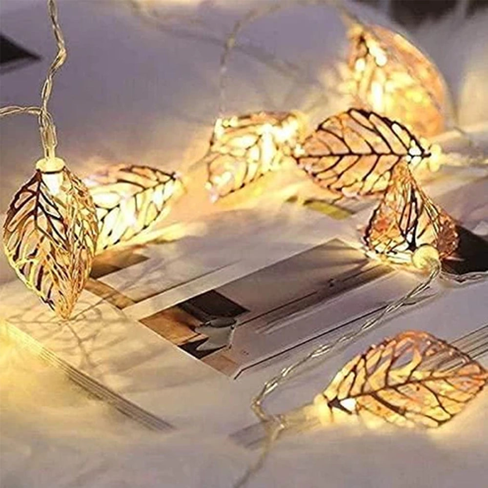 Jangra Sphere 10 Lamps Golden Metal Leaf String LED-5