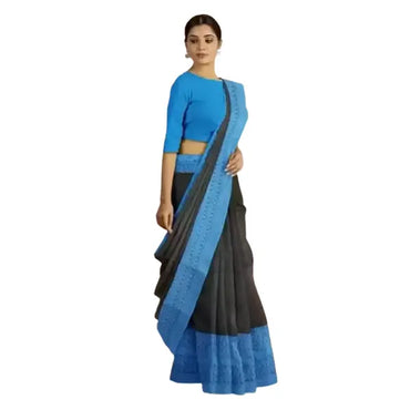 KHADI Begom Puri Saree Black & Blue 2