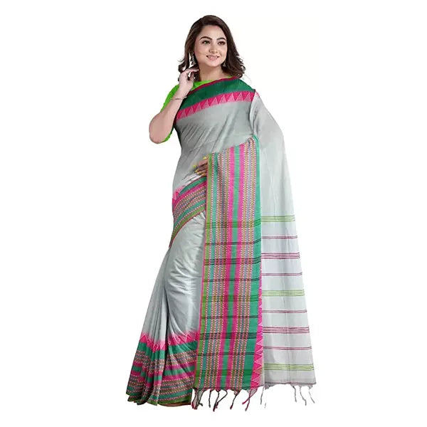 KHADI Begom Puri Saree White 1