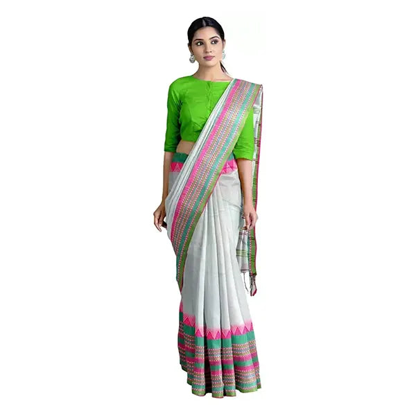 KHADI Begom Puri Saree White 3