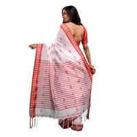 KHADI Begom Puri Saree White & Red 1