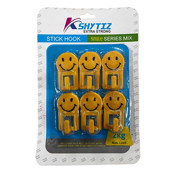 KSHYTIZ STICK Plastic Self-Adhesive Smiley Face Hooks