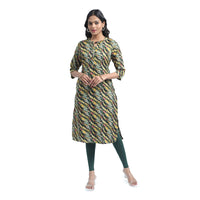 Kansie 100% Rayon Printed Kurta-Black