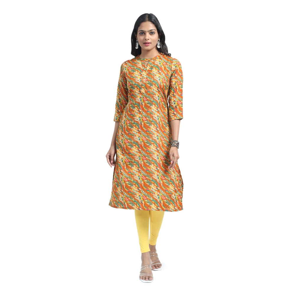 Kansie 100% Rayon Printed Kurta for Office And Daily Wear (Pack of 5)