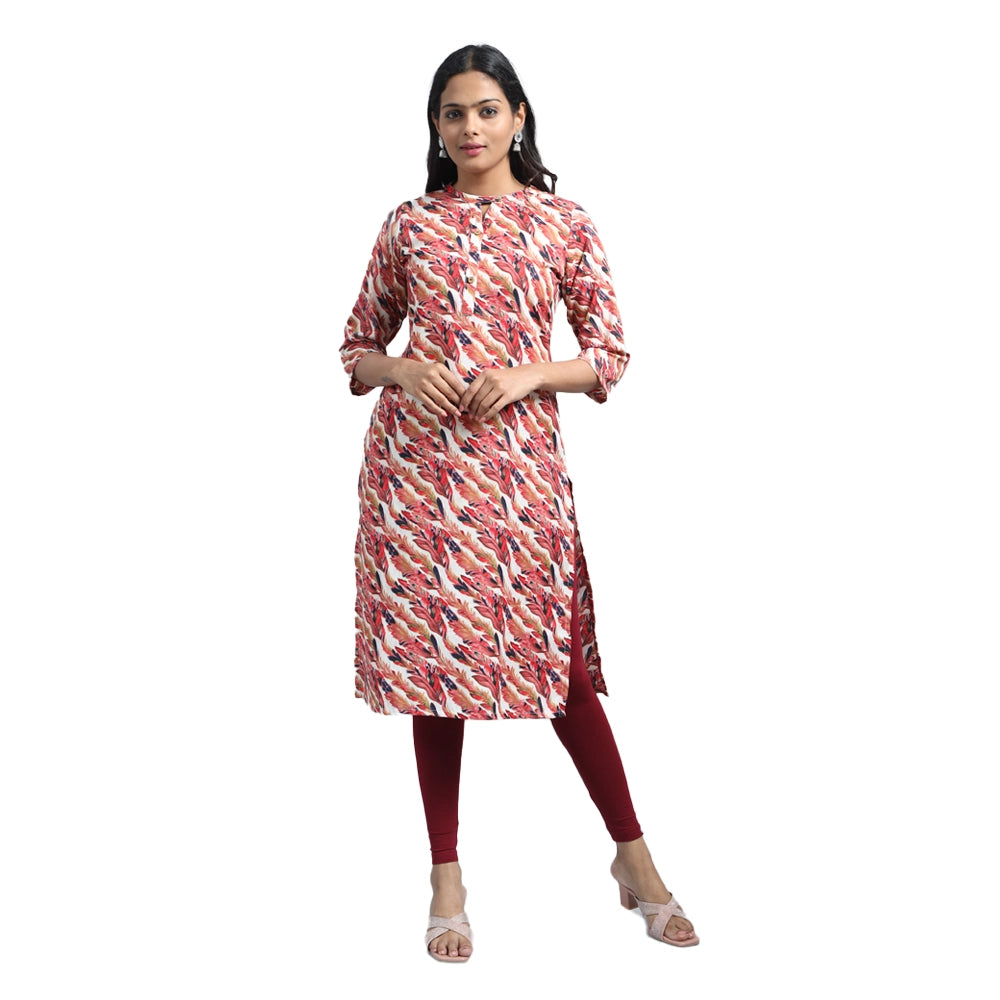 Kansie 100% Rayon Printed Kurta for Office And Daily Wear (Pack of 5)