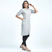 Kansie 100% Pure Cotton Plain Kurta -Grey.3