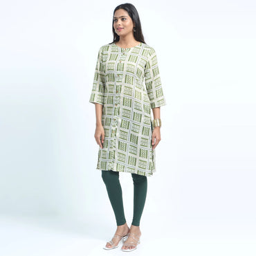 Kansie Cotton Flex Printed Kurta -Light Green.2