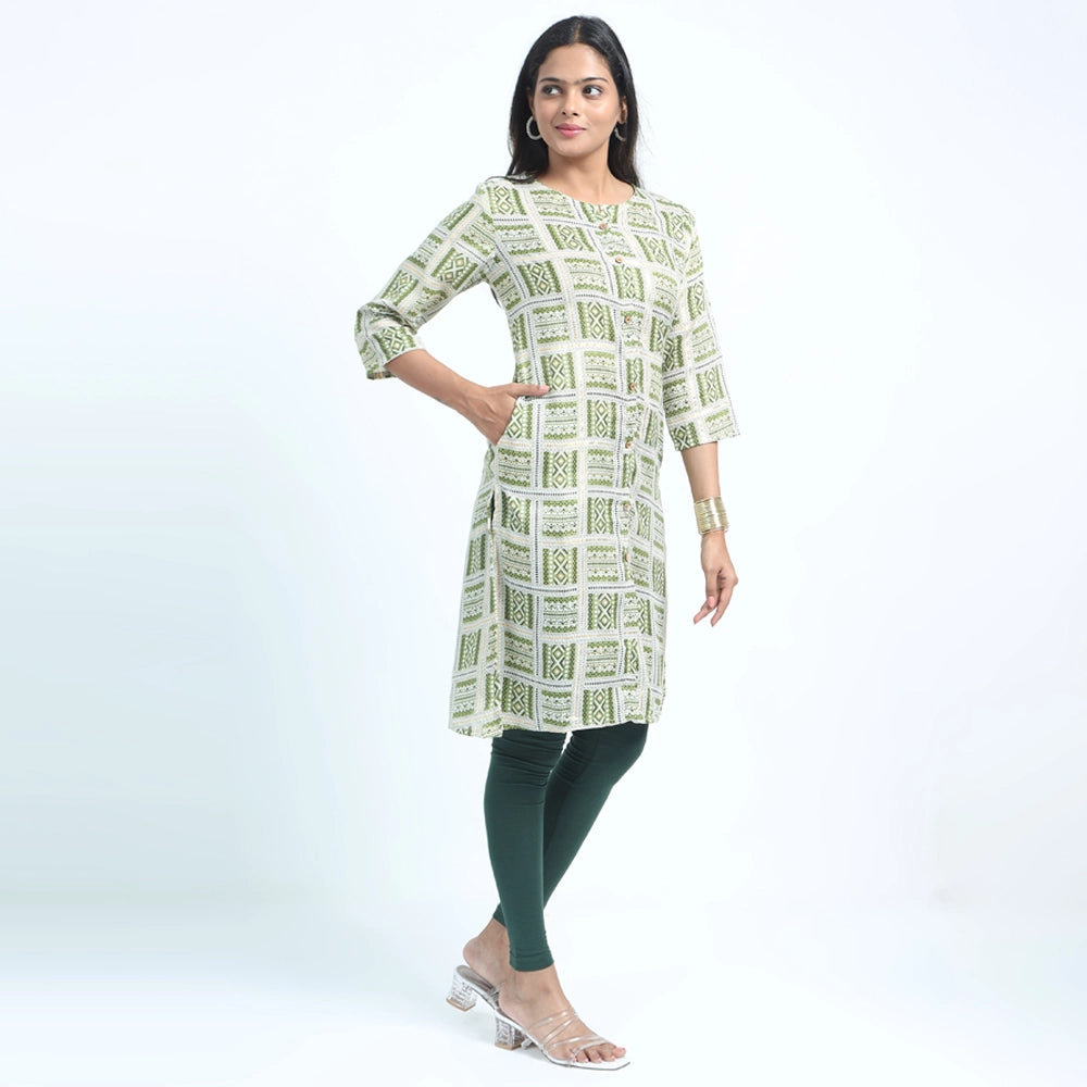 Kansie Cotton Flex Printed Kurta -Light Green.3