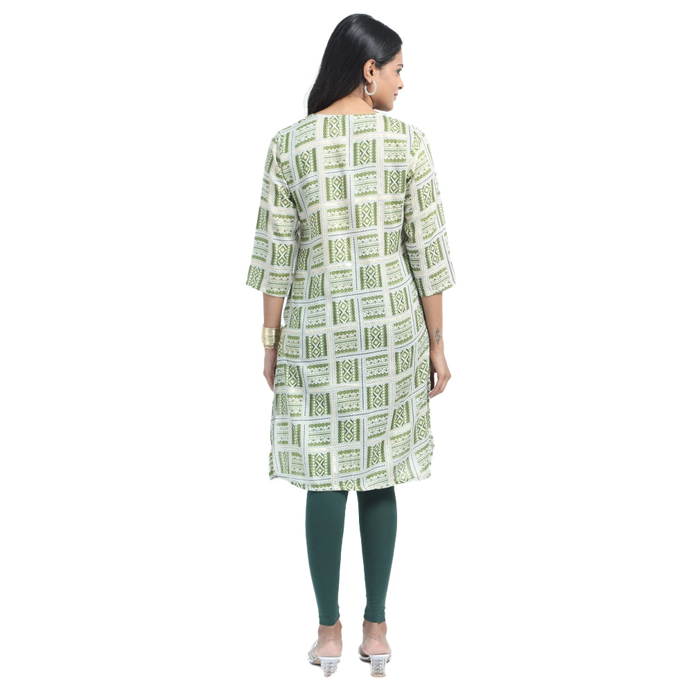 Kansie Cotton Flex Printed Kurta -Light Green.4