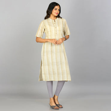 Kansie 100% Pure Cotton Stripes Kurta-Beige (2)