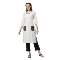 Light Grey Pure Cotton Kurta with Pocket-2