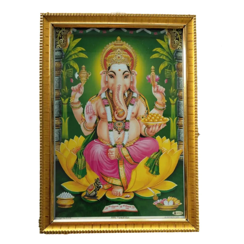 Lord VINAYAKA WITH GREEN BACKGROUND 2HD Photo Frame 1