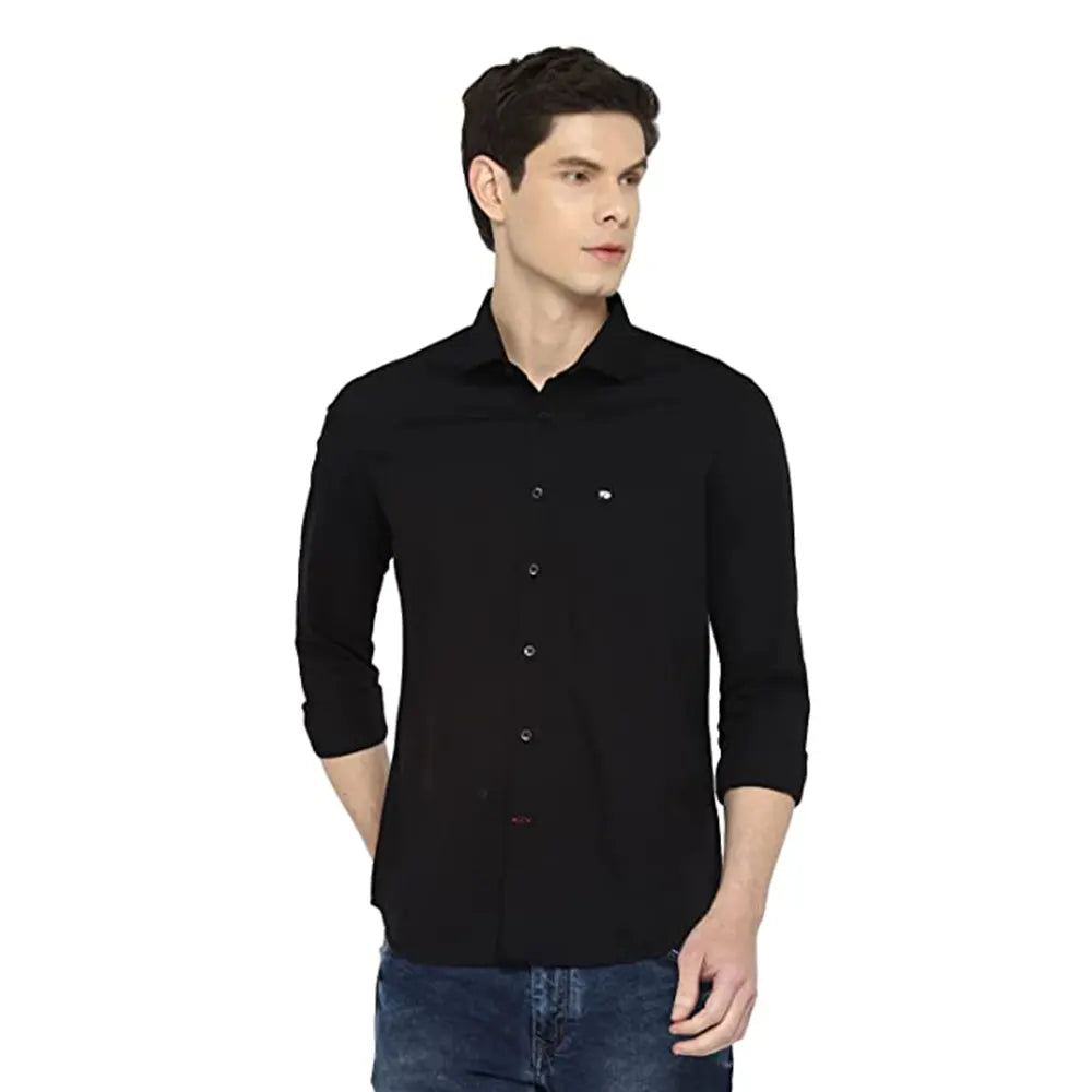 Maruthi Black Full Sleeve Solid Smart Slim Cotton Casual Shirt for Men-1